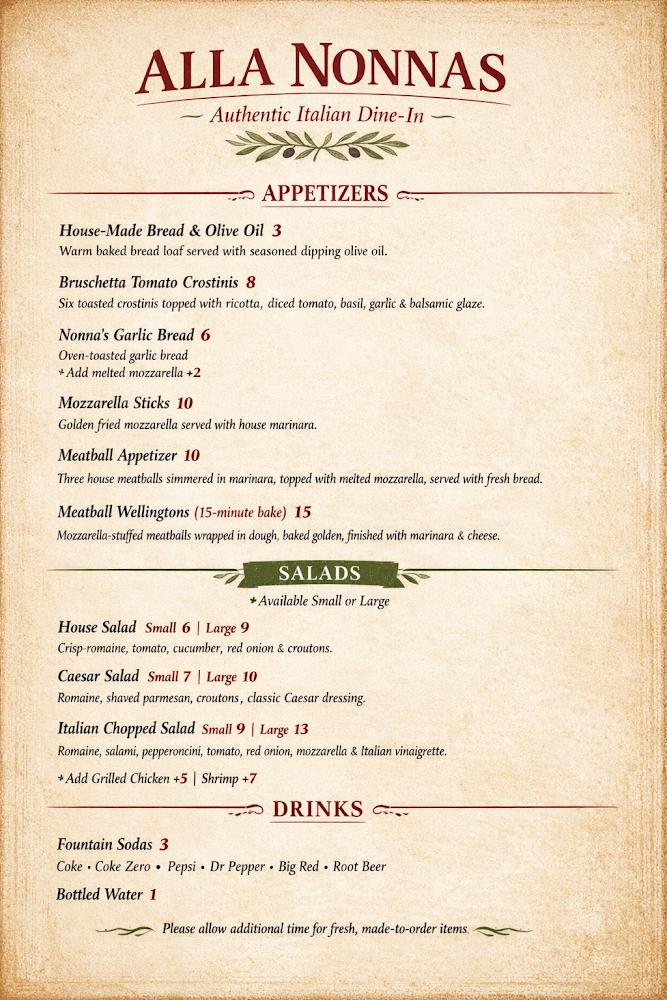 Alla Nonnas Menu image 1